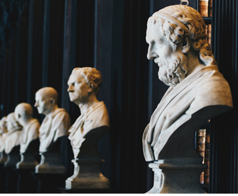 a row of bust of greek scholars